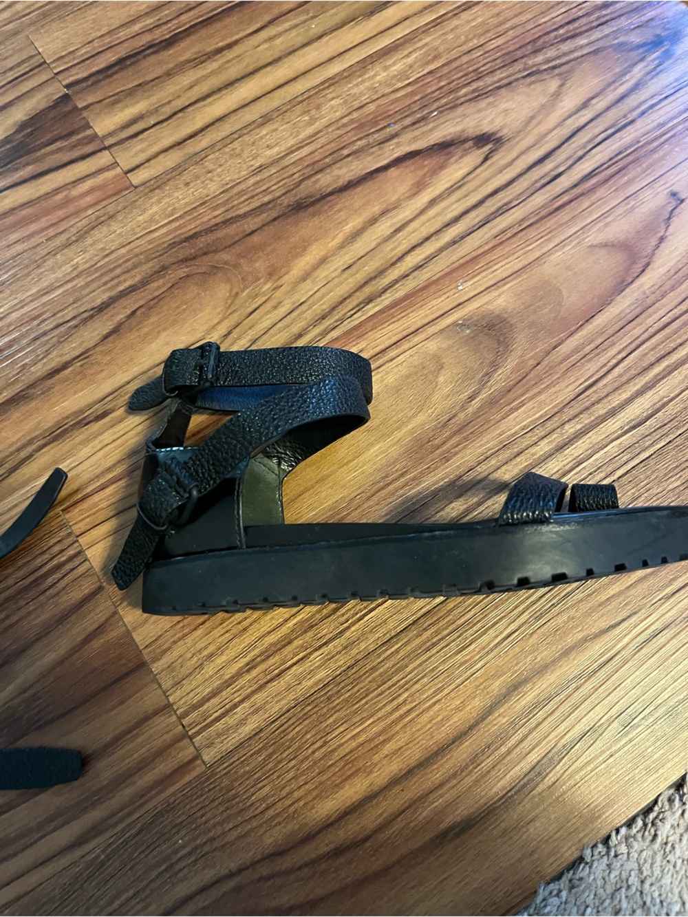 Alexander Wang Black Leather Strappy Flat Sandals